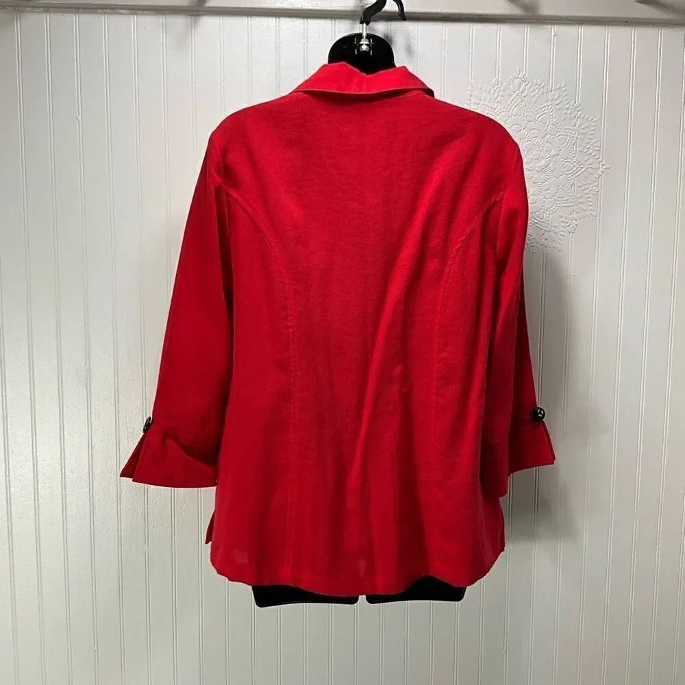 ALI MILES Red Button Down Top - Picture 4 of 6